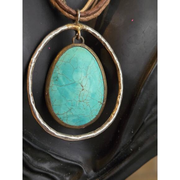 Silpada Howlite Multi Strand Necklace Leather Turquoise Sterling Silver .925 18" - Picture 3 of 10